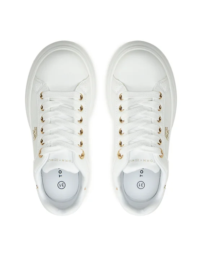 Tommy Hilfiger sneakers in ecopelle con logo bianco oro
