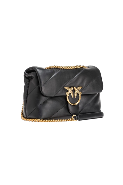 Pinko borsa Love Bag Puff Classic in pelle trapuntata nero oro