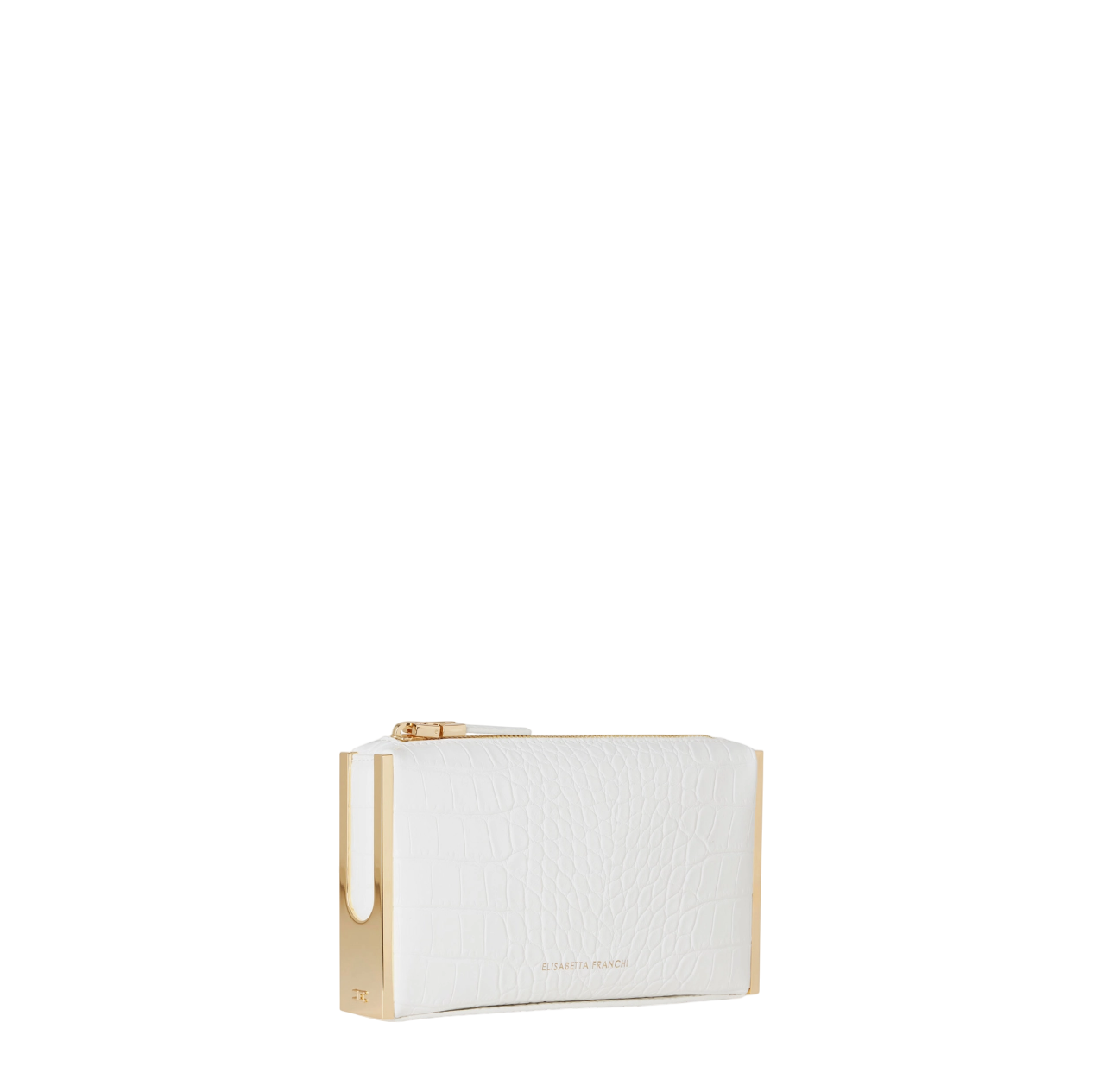 Elisabetta Franchi clutch in ecopelle coccodrillo bianco