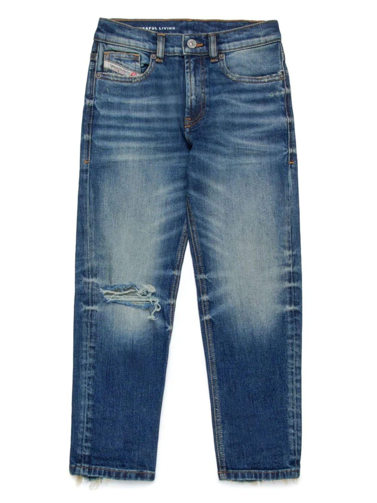 Diesel jeans gamba slim con strappi lavaggio blu