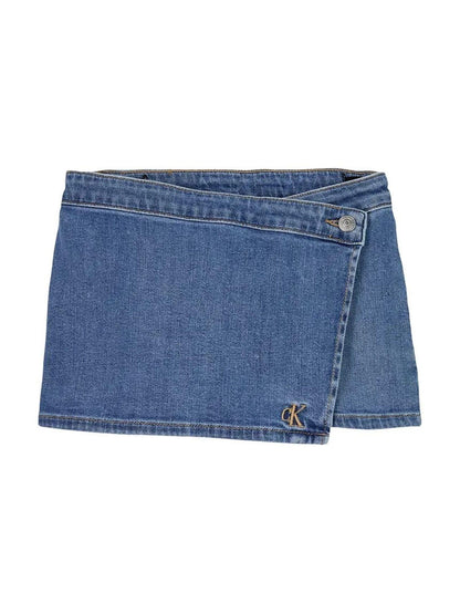 Calvin Klein Jeans gonna pantalone corta in denim lavaggio blu