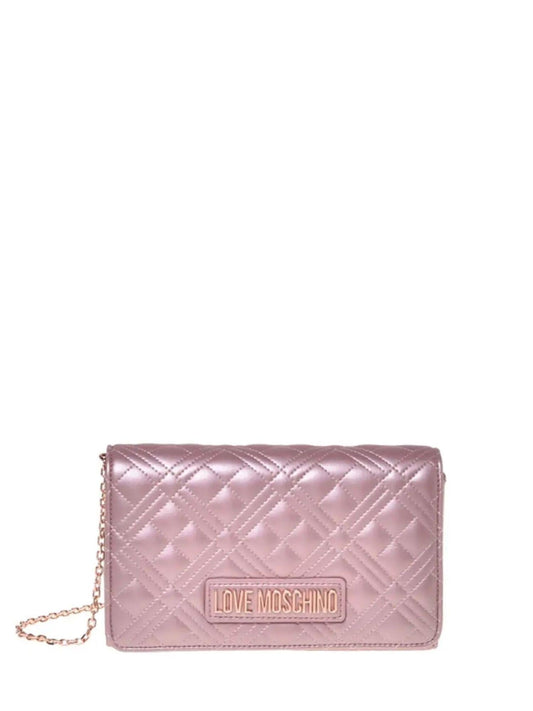 Love Moschino borsa a tracolla in ecopelle trapuntata laminata rosa