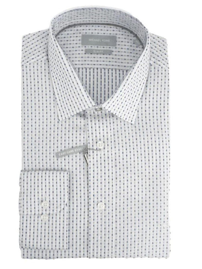 Michael Kors camicia manica lunga in fantasia slim fit bianco blu