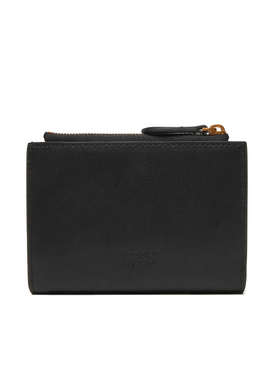 Pinko portafogli Compact in pelle con tasca esterna nero