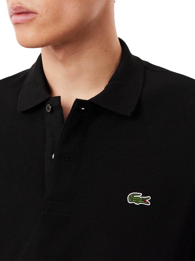 Lacoste polo manica lunga 12.12 in piquè nero