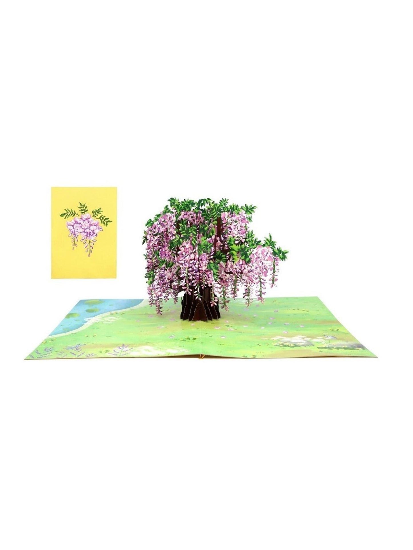 Origamo biglietto di auguri pop up con albero di glicine