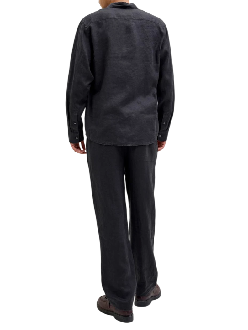 Jack&Jones pantaloni in lino gamba dritta nero