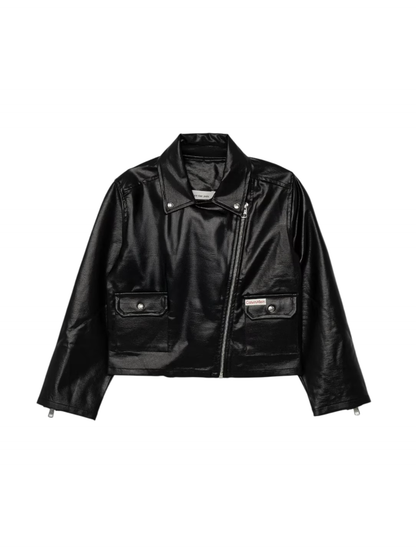 Calvin Klein giubbino biker bambina in ecopelle nero