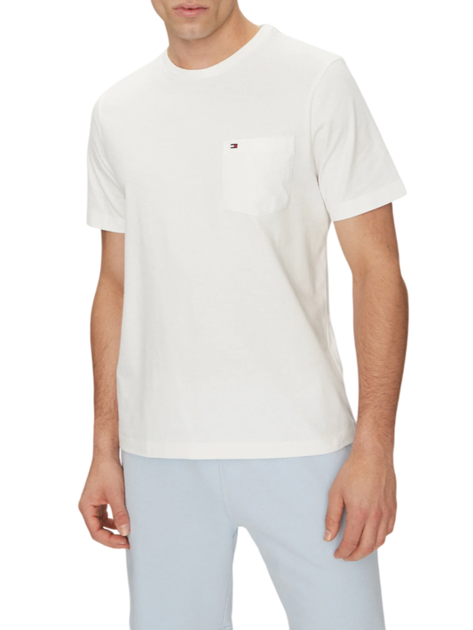 Tommy Hilfiger T-shirt maniche corte con taschino bianco