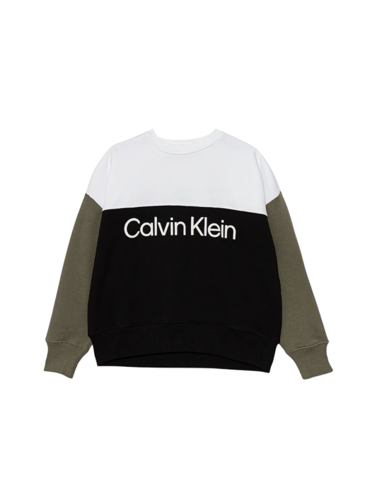 Calvin Klein Jeans felpa bambino colorblock con logo multicolor