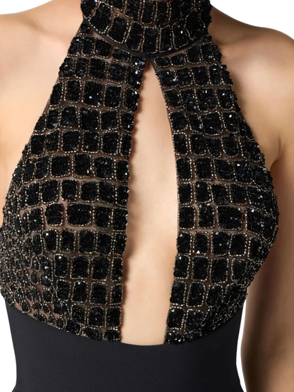 Elisabetta Franchi tuta jumpsuit con paillettes nero