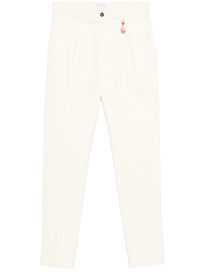 Manuel Ritz pantaloni chino in twill con pinces panna