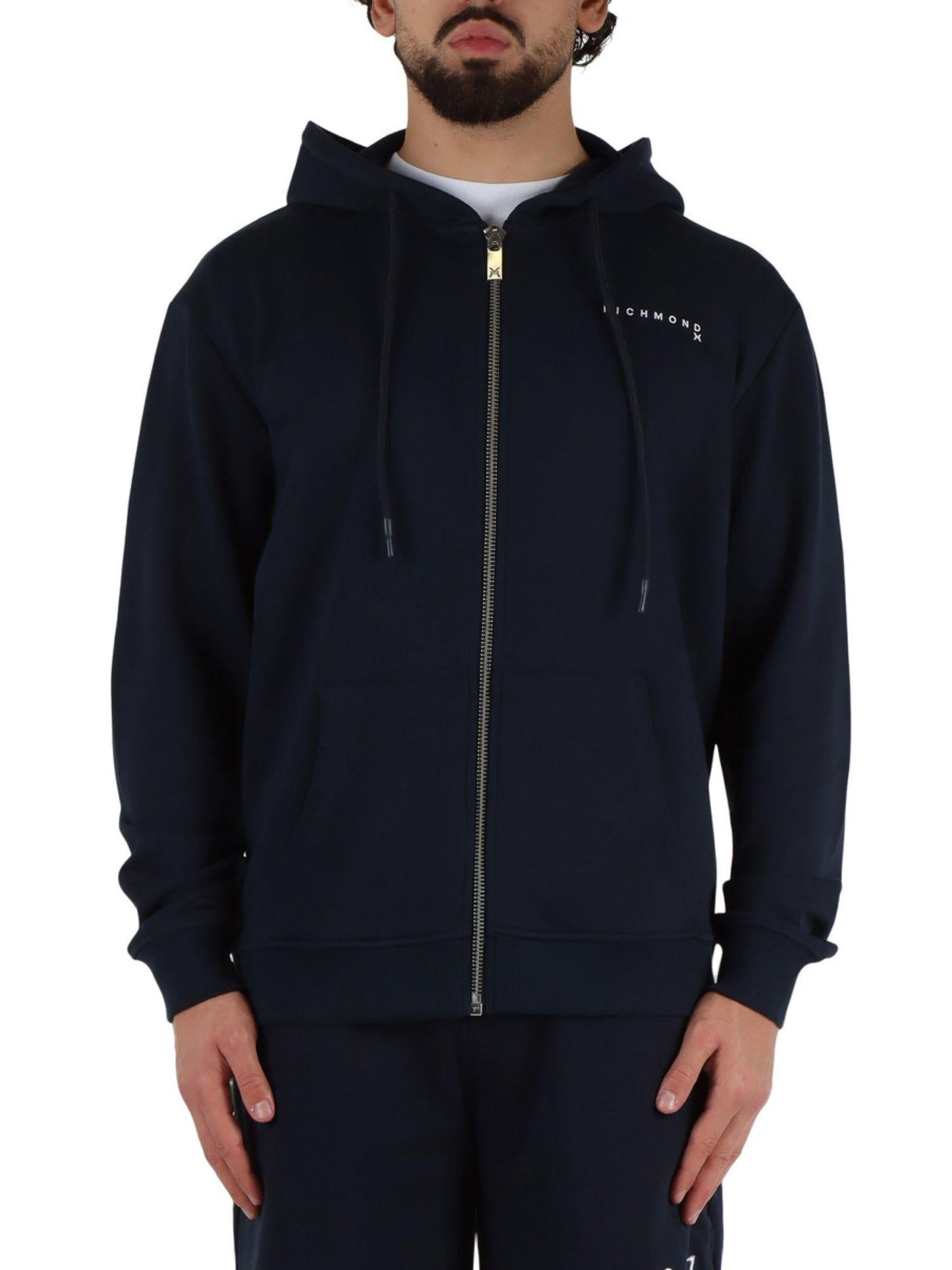 John Richmond felpa con zip e cappuccio Chioselia nero