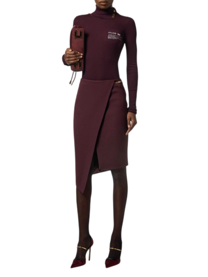 Elisabetta Franchi gonna tubino asimmetrica borgogna