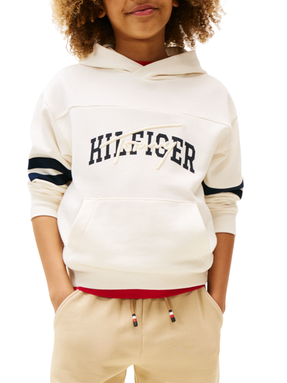 Tommy Hilfiger felpa con cappuccio Mixed logo panna