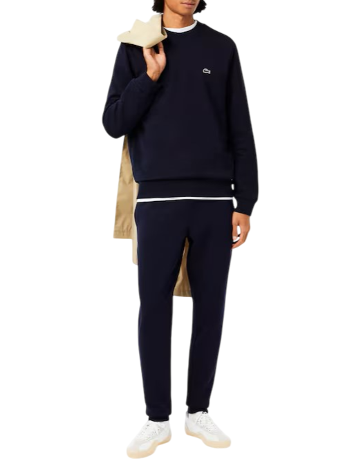 Lacoste pantaloni in felpa con logo blu