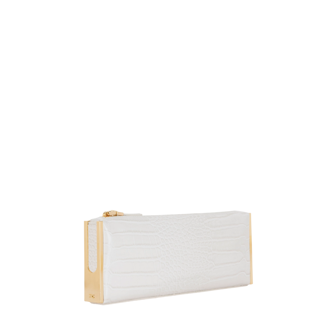 Elisabetta Franchi pochette baguette in ecopelle coccodrillo bianco latte