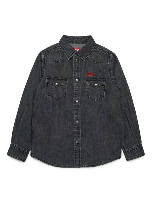 Diesel camicia in denim con tasche lavaggio nero