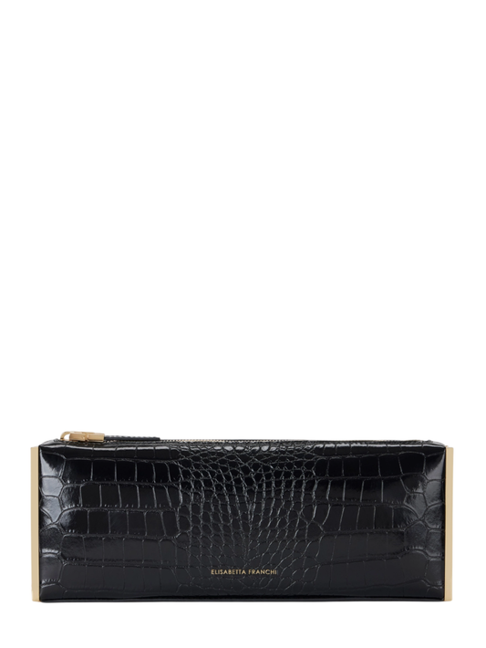 Elisabetta Franchi pochette baguette in ecopelle coccodrillo nero