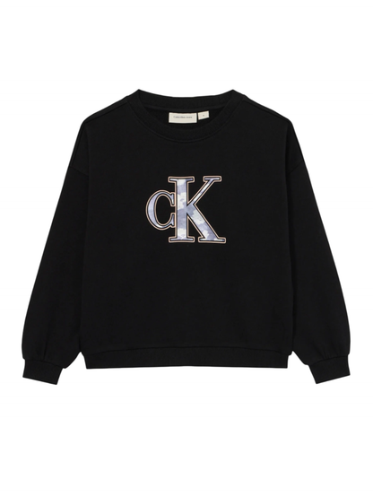 Calvin Klein Jeans felpa bambina con logo monogram nero