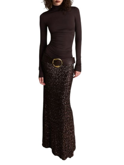 Aniye By gonna lunga Luxy con paillettes marrone