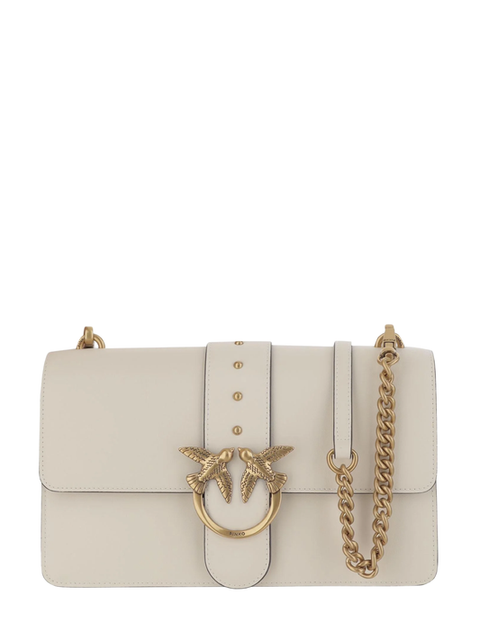 Pinko borsa a tracolla Love One Classic in pelle bianco latte