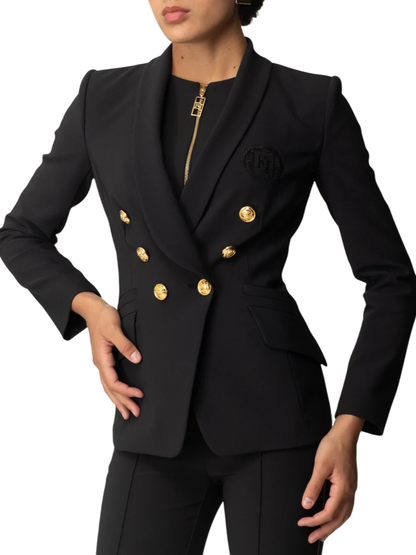Elisabetta Franchi giacca blazer doppiopetto nero