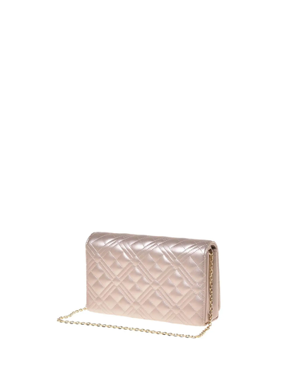 Love Moschino borsa a tracolla in ecopelle trapuntata laminata oro