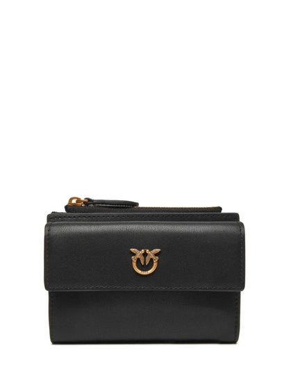 Pinko portafogli Compact in pelle con tasca esterna nero