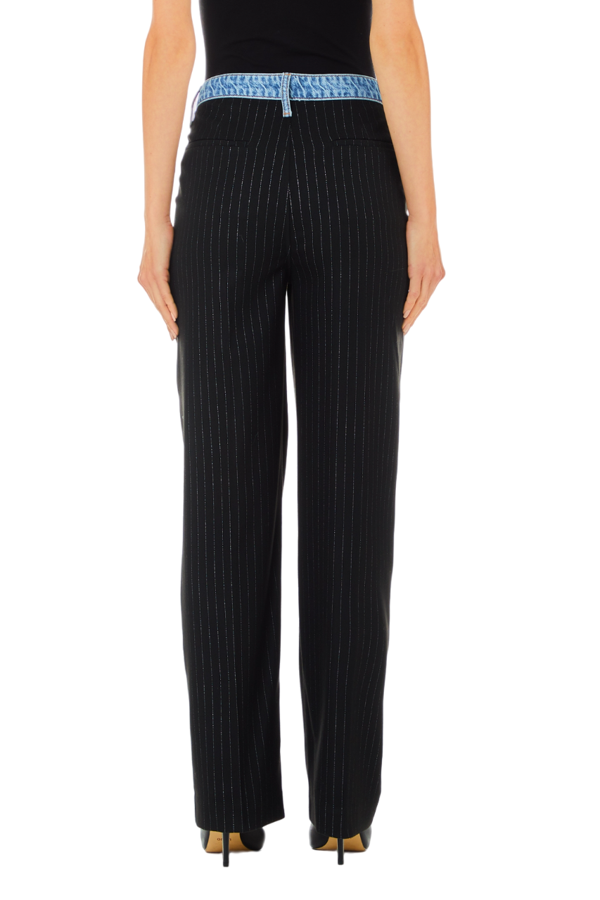 Liu Jo pantaloni gessati gamba dritta nero