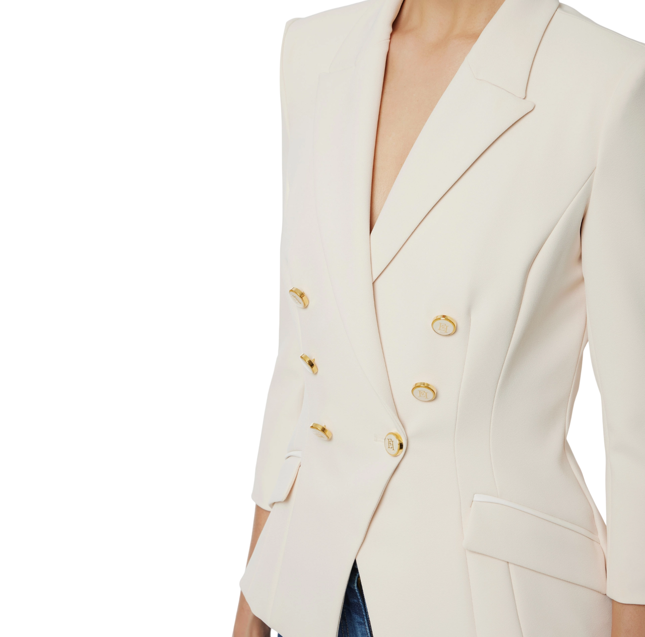 Elisabetta Franchi giacca blazer doppiopetto panna