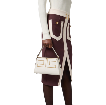 Elisabetta Franchi borsa in ecopelle con logo bianco latte