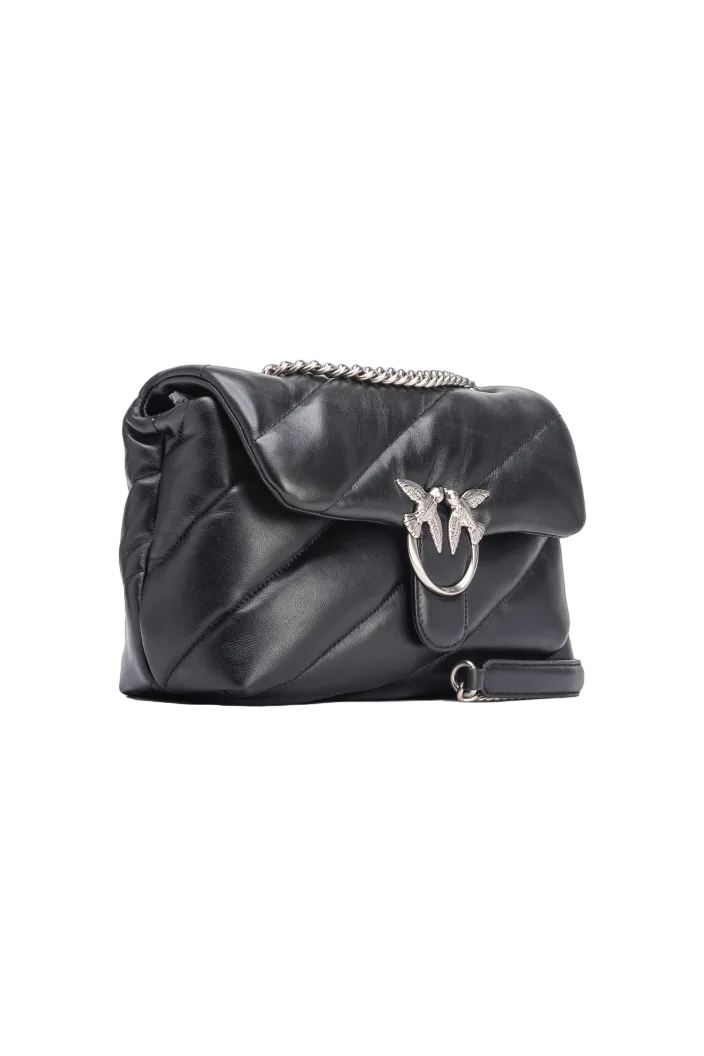 Pinko borsa Love Bag Puff Classic in pelle trapuntata nero argento