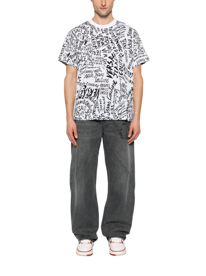 Versace Jeans Couture T-shirt maniche corte con logo all over bianco