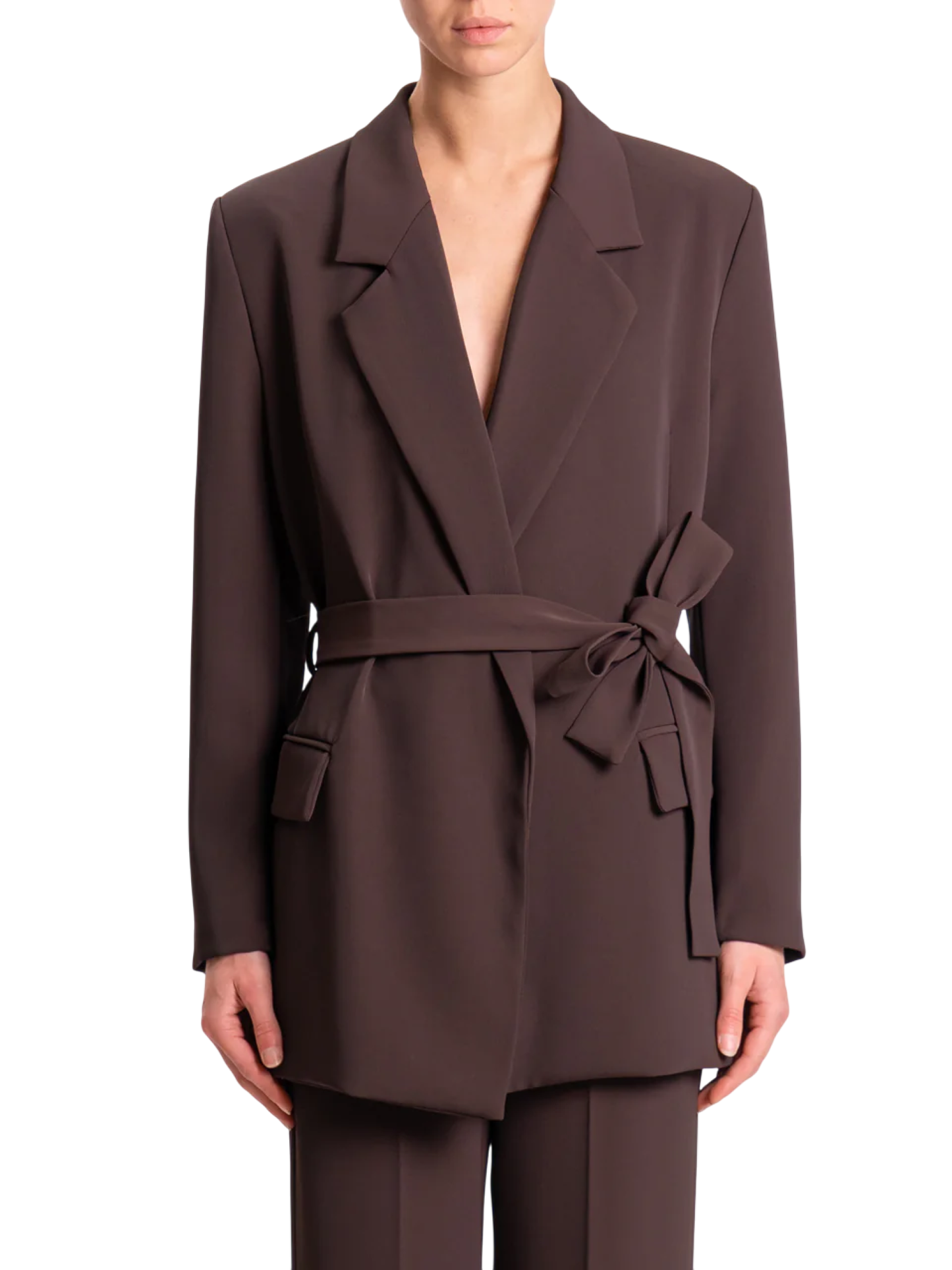 Vicolo giacca blazer con cintura marrone