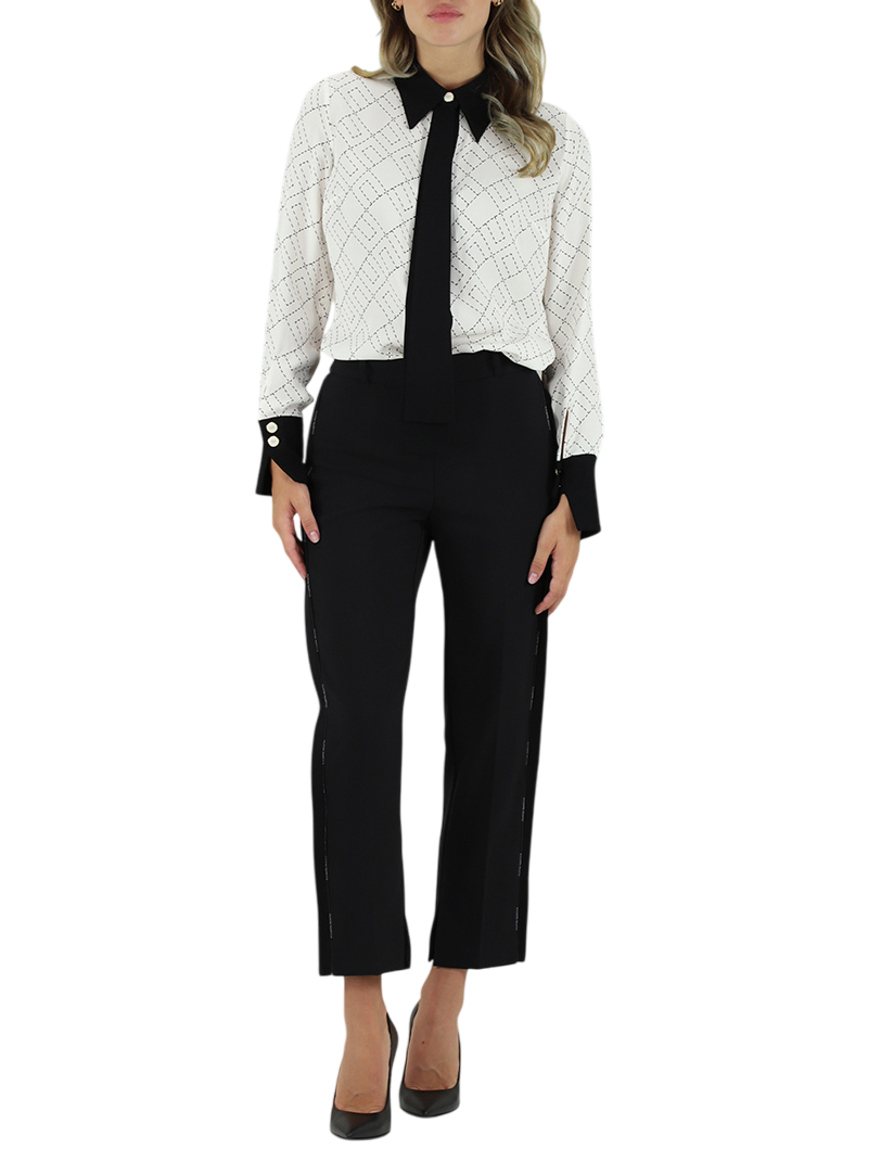 Elisabetta Franchi pantaloni slim con dettagli satin nero