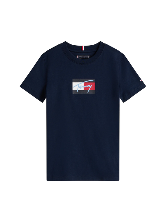 Tommy Hilfiger T-shirt manica corta con bandierina iconica blu