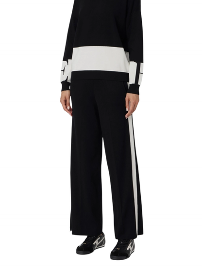 Elisabetta Franchi pantaloni palazzo in maglia con logo nero