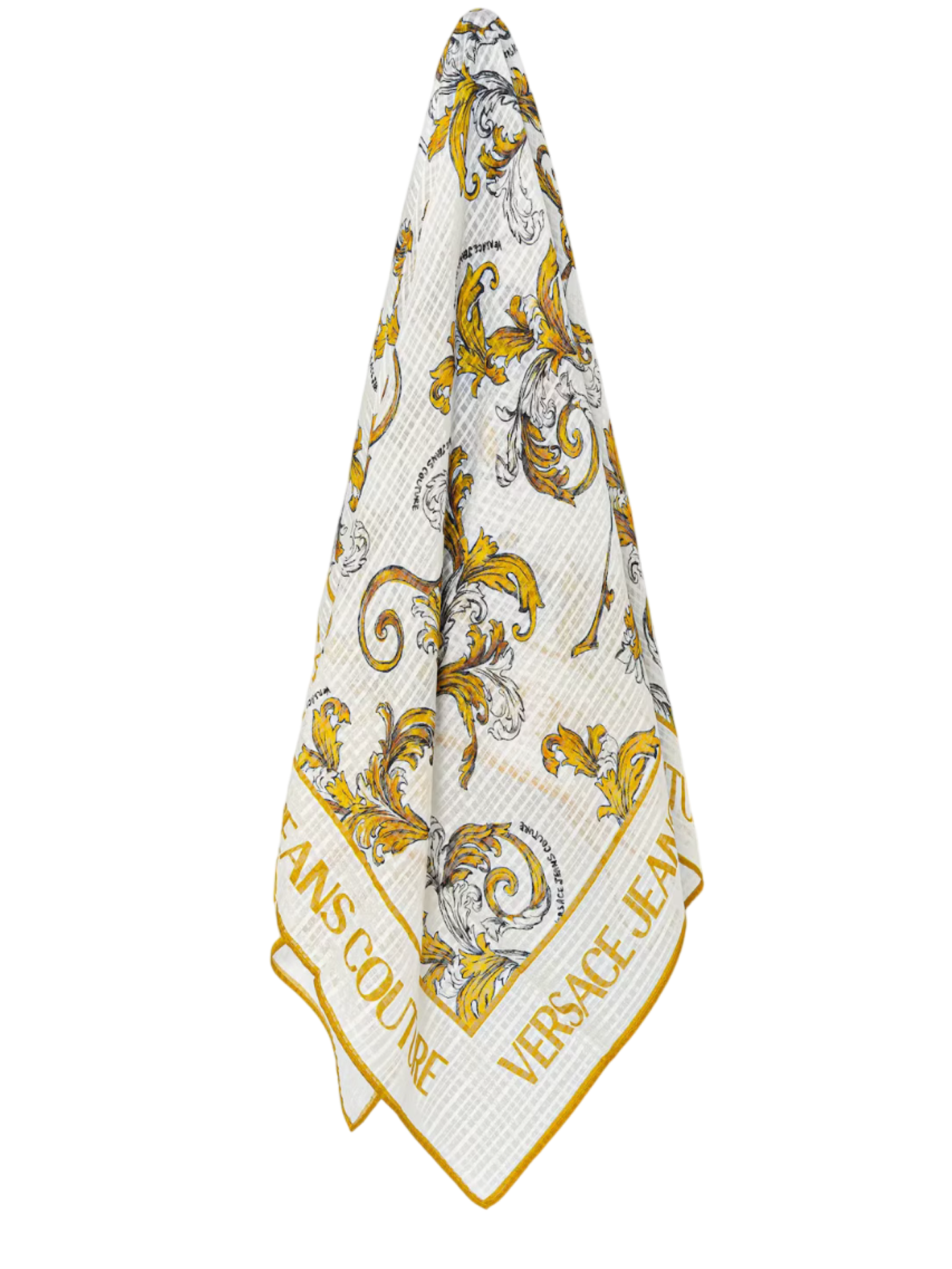 Versace Jeans Couture foulard in fantasia barocca bianco oro