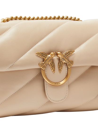 Pinko borsa Love Bag Classic Puff in pelle beige oro