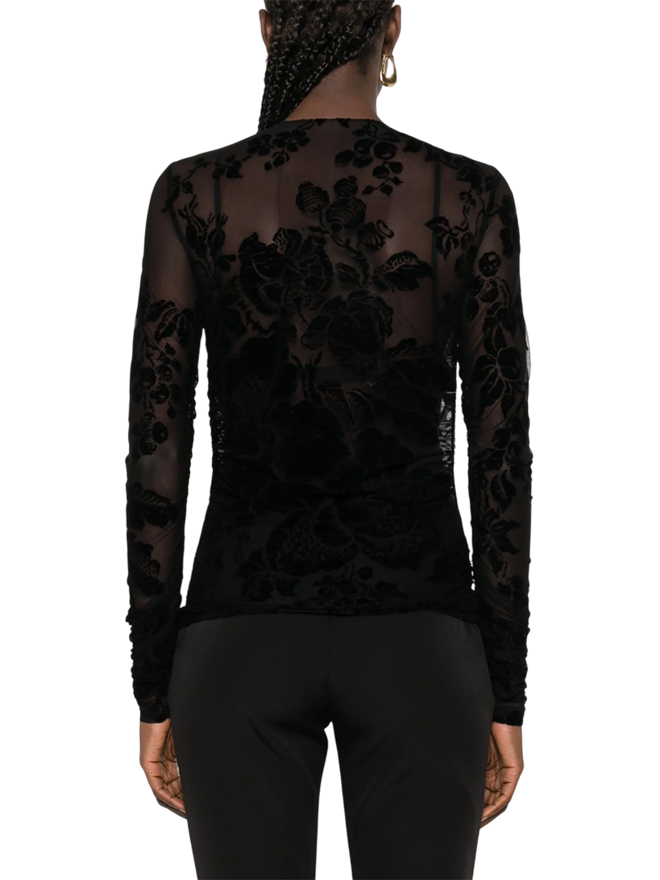 Pinko top Puzzle in tulle floreale flock nero