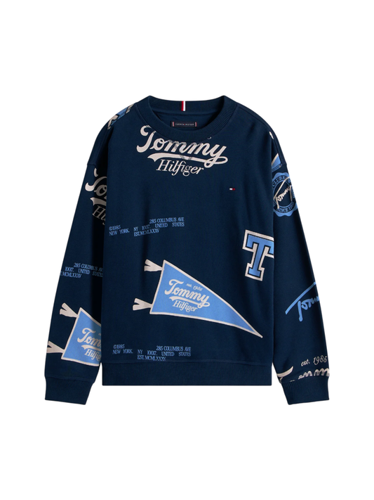Tommy Hilfiger felpa bambino con stampe logo blu