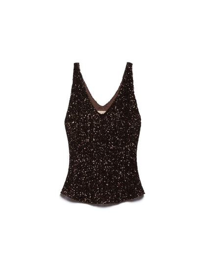 Aniye By top Luxy con paillettes marrone