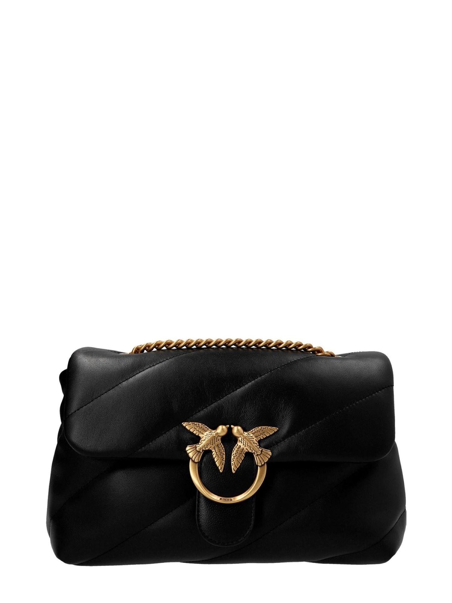 Pinko borsa Love Bag Puff Classic in pelle trapuntata nero oro