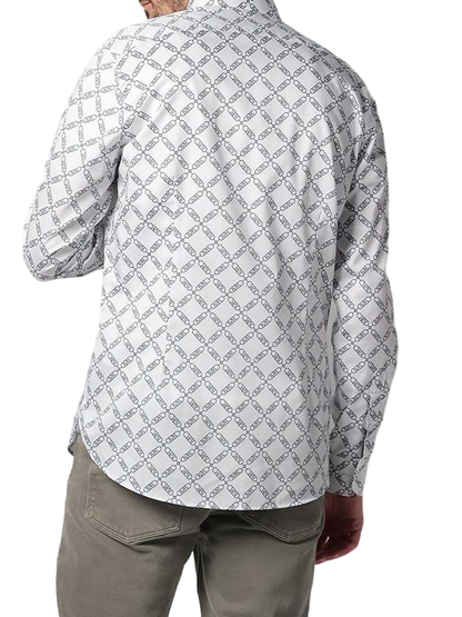 Michael Kors camicia manica lunga Empire in fantasia bianco blu