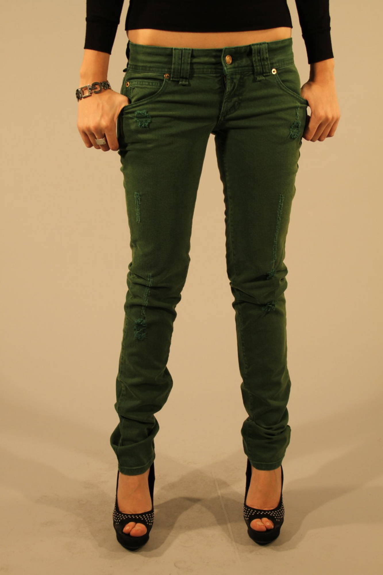 John Galliano Jeans Denim Donna Verde"" - mem39