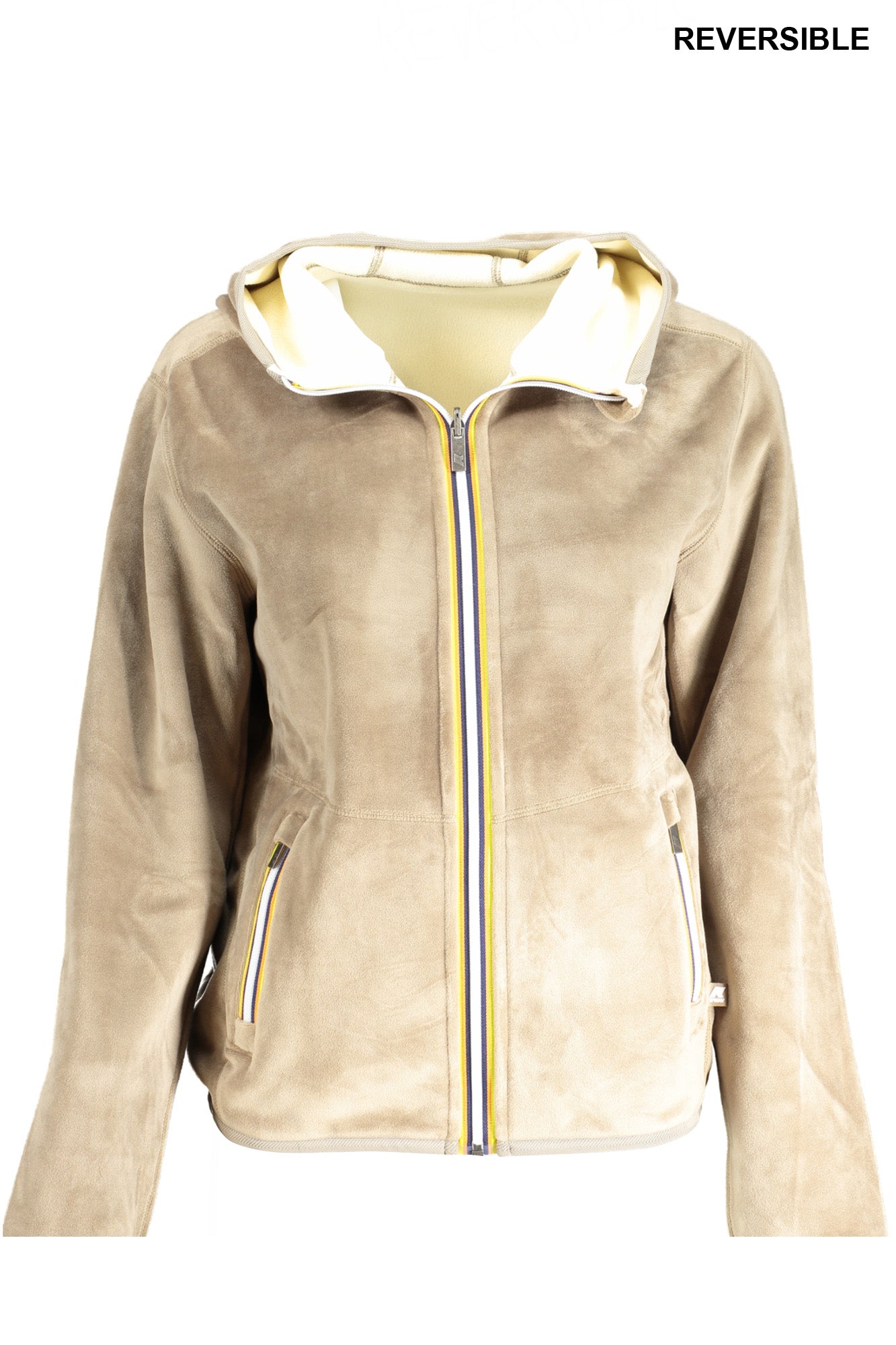 K-Way Felpa Con Zip Donna Beige"" - mem39