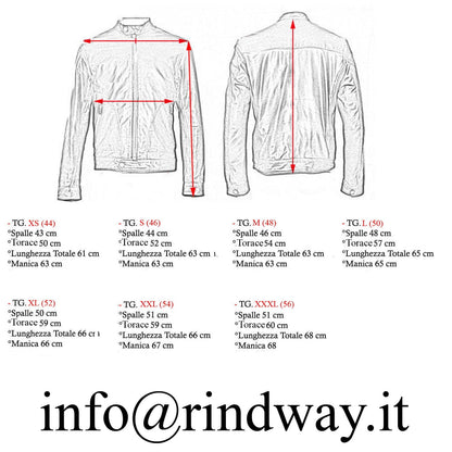 Giacca Biker In Vera Pelle Blu Uomo Slim Quattro Tasche Rindway